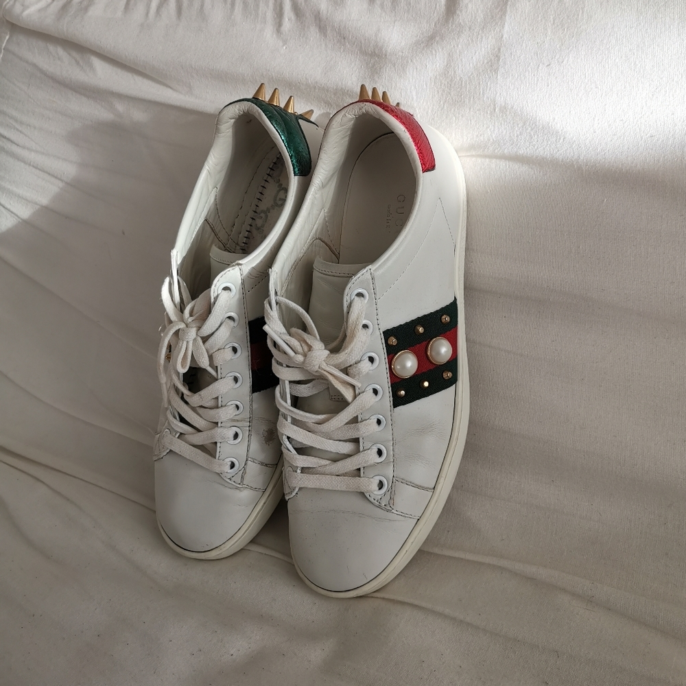 Gucci Ace Sneakers with studs and pearls